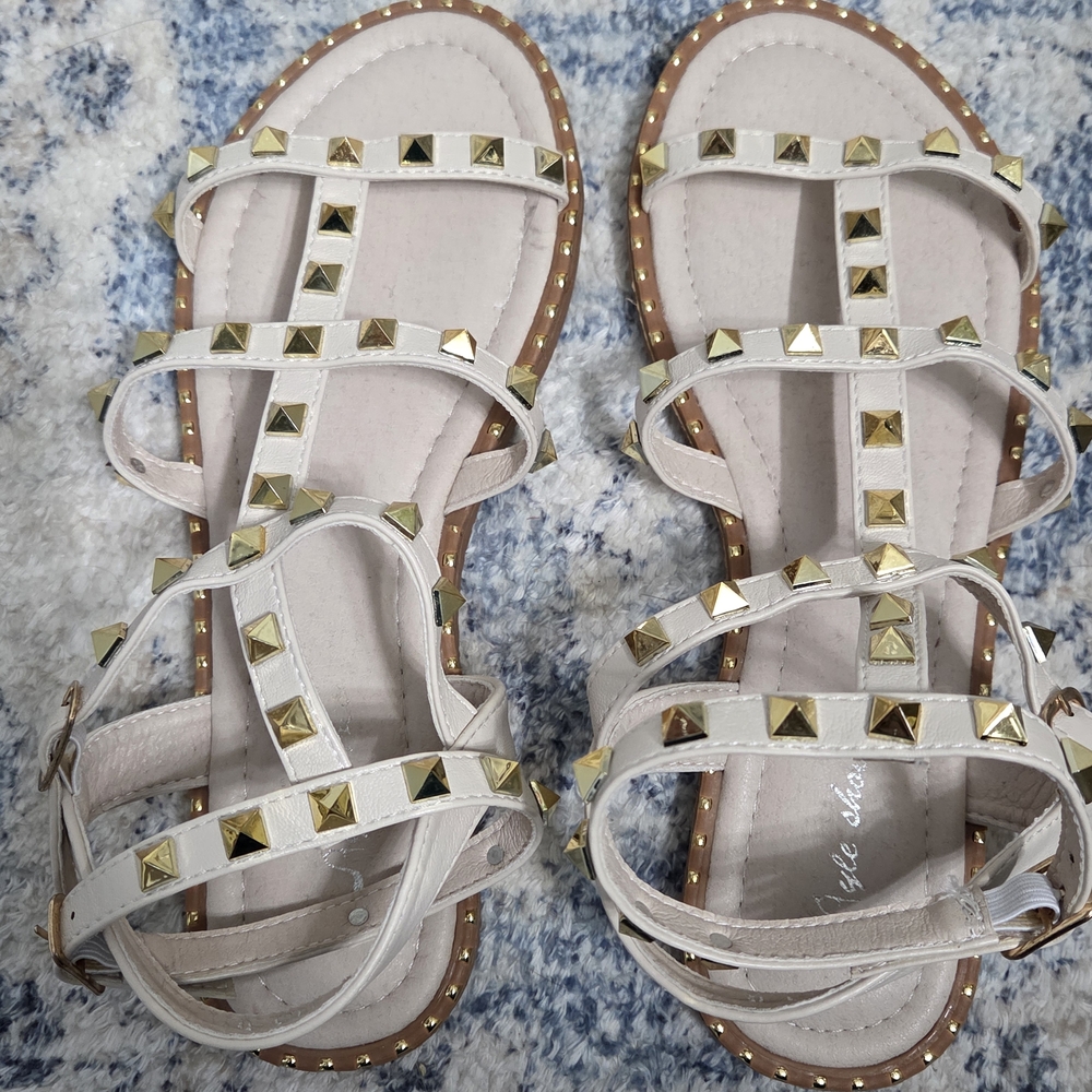Style & Co. Gold Studded White Gladiator Sandals